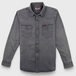 Wrangler Denim Shirt with Button-Down Chest Pockets for Men, M Size, Western